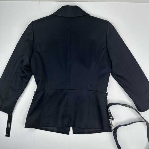 Tahari Women's NWT Admiral Navy Jocelyn Tencel Wool Belted Jacket 4/C35.25‎ - Picture 7 of 15